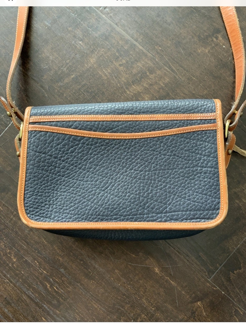 Dooney & Bourke Vintage All-Weather Leather Crossbody Bag Navy Tan USA Made - Picture 7 of 11